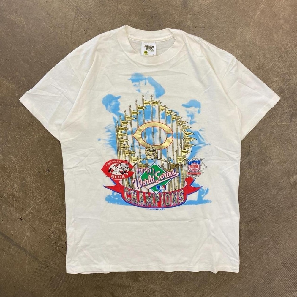 Vintage Cincinnati Reds 1990 World Series Champions MLB Single Stitch T-Shirt L